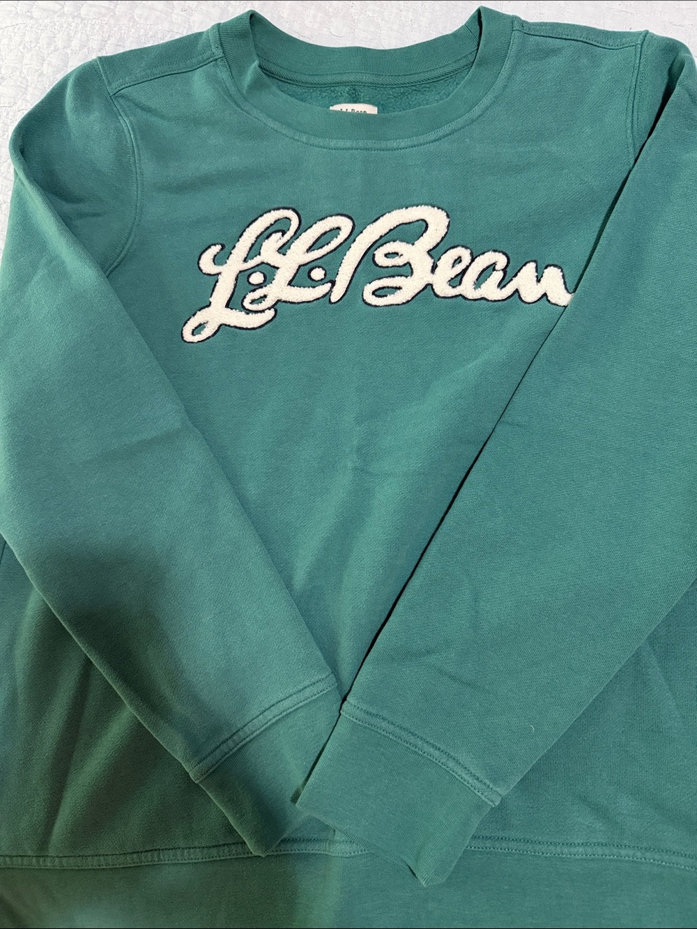 L.L. Bean Teal Crewneck Pullover with Script Logo